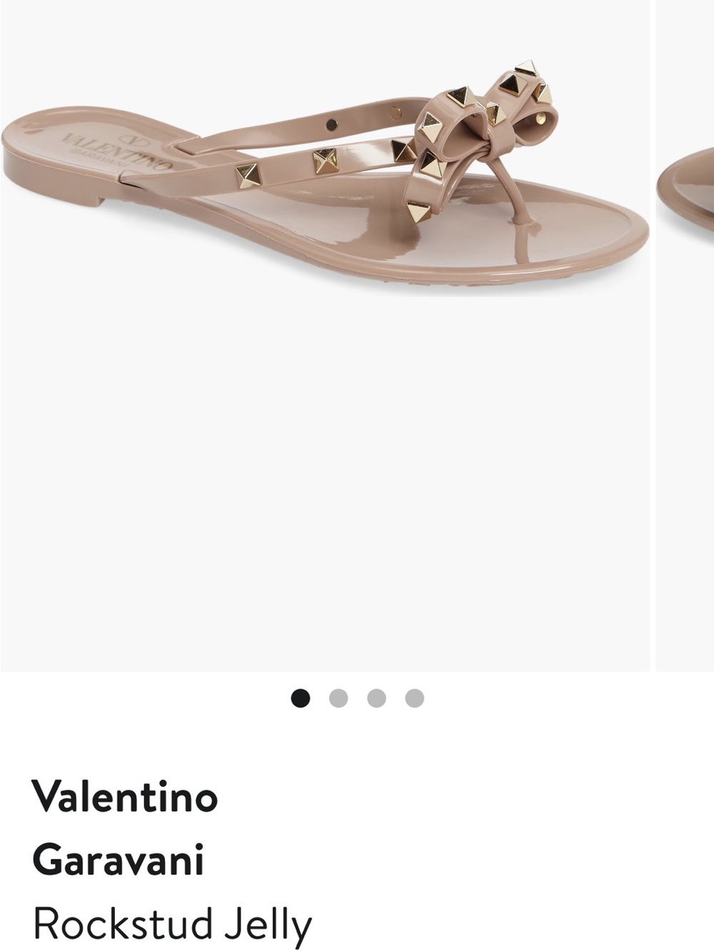 Valentino Garavani Blush Patent Bow Sandal with Gold Studs - Picture 3 of 3